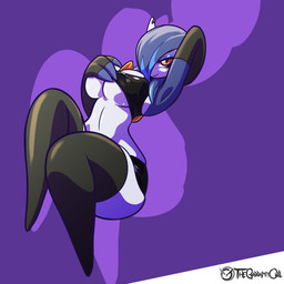 alternative_fashion arm_warmers armwear blue_hair border bottomwear breasts clothed clothing clothing_lift collar color_swatch dark_lipstick elbow_gloves exposed_belly eyeshadow female gloves goth hair hand_behind_head handwear hotpants jewelry legwear makeup markings metal midriff mole_(marking) nipple_outline nipple_piercing nipples orange_eyes pasties piercing punk purple_body shirt short_hair shorts simple_background smile smiling_at_viewer solo stockings tape thigh_highs topwear white_body white_border wide_hips thegoddamnowl nintendo pokemon beatrix_(nickzilla) gardevoir generation_3_pokemon humanoid pokemon_(species) shiny_pokemon 1:1 hi_res