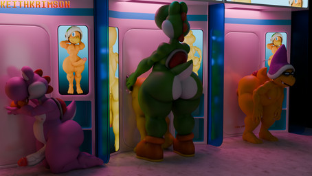 anal anal_penetration anthro bodily_fluids cum genital_fluids genitals group hot_dogging kissing male male/male penetration penis penis_kissing sex keithkrimson mario_bros mythology nintendo dinosaur dragon green_yoshi hammer_bro koopa koopa_troopa magikoopa mythological_creature mythological_scalie pink_yoshi prehistoric_species reptile scalie tortoise turtle yoshi 3d_(artwork) absurd_res blender_(artwork) digital_media_(artwork) hi_res