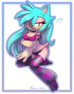 anthro blue_eyes blush breasts cleavage clothed clothing female heart_symbol looking_at_viewer shirt solo tank_top topwear nancher sega sonic_the_hedgehog_(series) fan_character eulipotyphlan hedgehog mammal 2012 character_request hi_res