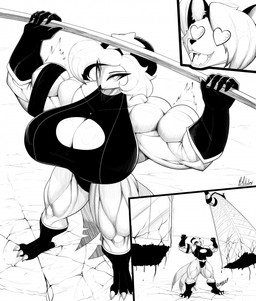 4_toes 5_fingers anthro beak beanie biceps big_breasts big_muscles breasts building building_lifting calf_muscles clothing deltoids duo exercise feathers feet female female_anthro fingers gloves handwear hat headgear headwear heart_eyes heart_symbol huge_muscles hyper hyper_muscles muscular muscular_anthro muscular_female muscular_thighs open_mouth quads tail tail_feathers talons teeth toes tongue triceps weightlifting workout mrmelted hellaverse helluva_boss mythology loona_(helluva_boss) octavia_(helluva_boss) avian avian_demon bird canid canid_demon canine demon hellhound mammal mythological_canine mythological_creature owl owl_demon 2025 hi_res monochrome