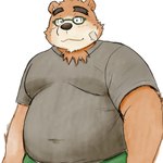 anthro blush brown_body brown_fur clothing eyewear fur glasses kemono male overweight overweight_anthro overweight_male shirt solo topwear yaki_atsuage lifewonders tokyo_afterschool_summoners volos_(tas) bear mammal 1:1 2021 hi_res