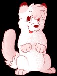 2014 aliasing alpha_channel ambiguous_gender black_nose canid canine canis cel_shading digital_drawing_(artwork) digital_media_(artwork) fan_character feral full-length_portrait fur generation_6_pokemon head_tuft looking_at_viewer low_res male_(lore) mammal nintendo on_haunches paws pink_body pink_fur pink_tongue pokemon pokemon_(species) portrait sebdoggo shaded simple_background sitting smile snout solo swirlix tail tongue tongue_out transparent_background tuft white_body white_fur