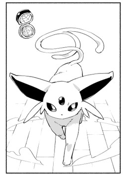 ambiguous_feral ambiguous_gender border cheek_tuft facial_tuft feral forehead_gem forked_tail front_view gem looking_aside paws pokeball quadruped solo tail tuft unusual_anatomy unusual_tail white_border masha nintendo pokemon eeveelution espeon generation_2_pokemon pokemon_(species) 2026 digital_drawing_(artwork) digital_media_(artwork) low_res monochrome
