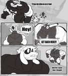 anthro back_muscles big_bulge big_muscles big_pecs bulge duo fight huge_muscles huge_pecs huge_thighs hyper hyper_muscles male mask muscular muscular_anthro muscular_arms muscular_legs muscular_male muscular_thighs pecs superhero text thick_thighs parttimeyeen_(artist) gabriel_(parttimeyeen) tristen_(parttimeyeen) bovid caprine goat lagomorph leporid mammal rabbit absurd_res comic english_text hi_res