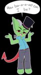 anthro blue_clothing blue_topwear blue_vest chibi clothing hat headgear headwear horn male singing solo spade_tail tail top_hat topwear vest anonymous_artist dr._seuss the_lorax leotoefinger demon humanoid hi_res