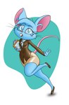 2023 anthro arts_eidolon biped blue_body blue_eyes blue_fur blue_hair bottomwear buckteeth clothed clothed_anthro clothed_female clothing colored digital_drawing_(artwork) digital_media_(artwork) female female_anthro freckles fur hair hi_res mammal mia_mouse mouse murid murine pencil_skirt rodent skirt solo tail teeth topwear whiskers