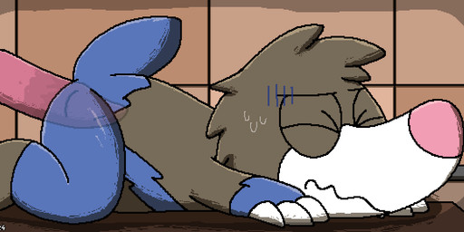ambiguous_gender anal anal_penetration blue_body blue_fur bodily_fluids claws disembodied_penis eyes_closed flying_sweatdrops fur genitals gloves_(marking) grey_body grey_fur leg_markings male male/male markings penetration penile penile_penetration penis penis_in_ass raised_tail socks_(marking) solo_focus sweat sweatdrop tail text white_body white_fur x-ray_view zandermanith nintendo pokemon drilbur generation_5_pokemon pokemon_(species) 2024 2d_animation animated artist_name dated male_(lore)