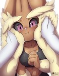 anthro black_sclera breasts brown_body clothed clothing eyelashes female fur medium_breasts nipple_outline pink_eyes solo rilex_lenov nintendo pokemon lizzy_(rilex_lenov) generation_4_pokemon lagomorph lopunny mammal pokemon_(species) 2024 digital_media_(artwork) hi_res