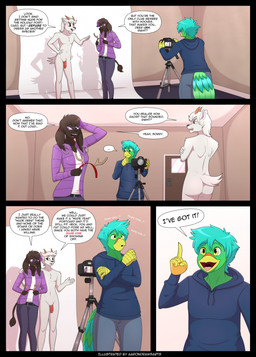 anthro backdrop balls beak black_body black_fur bottomwear butt camera casual_nudity clothed clothed/nude clothing denim denim_bottomwear denim_clothing dialogue ear_piercing ear_ring eyewear fake_antlers fake_horns feathers female fur genitals glasses green_body green_feathers group hair highlights_(coloring) holidays hoodie hoop_ear_ring horn jacket jeans male nude pants penis photo_shoot piercing purple_highlights red_text ring_piercing shadow species_in_dialogue speech_bubble studio tail tail_feathers talon_hands teal_body teal_feathers teal_hair text thinking topwear trio tripod white_body white_fur aarondrawsarts happy_nude_deer new_year andrew_safdie patrigue perci avian bird bovid canid canine canis caprine domestic_dog mammal parrot poodle rocky_mountain_goat comic english_text hi_res