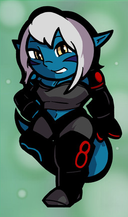 amber_eyes anthro armor big_breasts blue_body boots breasts chibi clothing facial_markings female footwear gaiabentos gloves hair handwear head_markings markings multicolored_hair muscular muscular_female pattern_clothing purple_markings red_and_blue shoes solo tail teal_tail thick_tail tight_clothing fossil_fighters nintendo dinea_nota_(nickzilla) alien animal_humanoid dinaurian dinosaur humanoid prehistoric_species reptile reptile_humanoid scalie scalie_humanoid black_and_blue hi_res