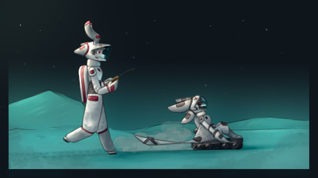 4_ears antenna_wire anthro antlers armor backpack biped black_body black_feathers black_fur black_sclera boots clothing controller cosmic_background digitigrade duo dust dust_cloud feathers fingers flag footwear fur glistening glistening_eyes green_background grey_hair hair happy headgear helmet hill horn long_tail male male/male moon multi_ear night open_mouth open_smile outside purple_eyes red_eyes remote_control riding rover_(vehicle) shoes side_view simple_background sitting sitting_on_vehicle size_difference sky smile space space_helmet spacesuit standing star starry_background starry_sky tail track vehicle white_body white_feathers white_fur winged_arms wings aserovichbad fyr_(fenrir784) gooddeer avali avian bird deer mammal new_world_deer reindeer 16:9 2025 colored digital_drawing_(artwork) digital_media_(artwork) full-length_portrait hi_res portrait shaded simple_shading widescreen