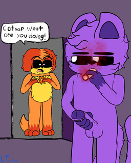 anthro balls cigar cigarette duo feral genitals male male/male moon penis shocked smoke smoking smoking_cigar smoking_cigarette standing sun lapiscrowlime mob_entertainment poppy_playtime smiling_critters catnap_(poppy_playtime) dogday_(poppy_playtime) canid canine canis domestic_dog felid mammal 4:5 hi_res