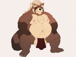 anthro asian_clothing balls belly big_balls big_belly black_nose brown_body clothing east_asian_clothing fundoshi genitals humanoid_hands japanese_clothing male moobs nipples overweight overweight_male simple_background solo underwear galvinwolf lifewonders tokyo_afterschool_summoners goemon_(tas) canid canine mammal raccoon_dog tanuki 2022 4:3 absurd_res hi_res