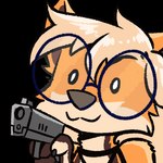 anthro brown_body brown_fur cheek_tuft eyewear facial_tuft female fur glasses gun hair holding_gun holding_object holding_ranged_weapon holding_weapon orange_body orange_fur ranged_weapon round_glasses shooting simple_background smile solo transparent_background tuft weapon theblueberrycarrots melody_(graveling) canid canine fox mammal 2024 alpha_channel animated digital_media_(artwork)