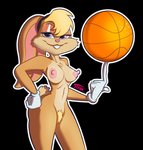 anthro basketball breasts buckteeth chest_tuft clothing female fluffy fluffy_tail fur gloves handwear nipples nude pose pubes solo tail teeth tuft stann_co looney_tunes space_jam warner_brothers lola_bunny lagomorph leporid mammal rabbit alpha_channel pinup