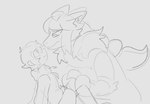 anthro duo human_on_anthro interspecies male male/male bloowolfy nintendo pokemon hilbert_(pokemon) n_(pokemon) generation_5_pokemon human mammal pokemon_(species) zoroark 2024 monochrome