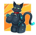 2023 808_(hi-fi_rush) absurd_res anthro anthrofied big_breasts black_body blue_pawpads breasts collar cute_fangs domestic_cat eyelids featureless_breasts featureless_crotch felid feline felis female half-closed_eyes hi-fi_rush hi_res huge_breasts looking_at_viewer machine mammal microsoft narrowed_eyes nude open_mouth pawpads robot sem-l-grim slightly_chubby solo tango_gameworks whiskers