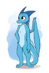 2019 anthro blue_body breasts digital_media_(artwork) dragon enginetrap european_mythology featureless_crotch female hi_res horn membrane_(anatomy) membranous_wings mythological_creature mythological_scalie mythology nude scalie shaded simple_background small_breasts solo standing syl_(enginetrap) tail western_dragon wings