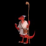 1:1 absurd_res alpha_channel anthro biped birb_cafe claws clothed clothing d'ad_(birb_cafe) digital_media_(artwork) hi_res horn kasscabel kobold male mottled red_body red_scales scales solo staff