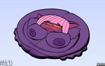 big_breasts breasts female flatten flattened flattened_breasts food hair malleable_body not_furry pancake pancake_flattened pink_hair purple_body purple_skin reshaping short_stack slightly_chubby squish toony riilu vivianne goblin humanoid hi_res