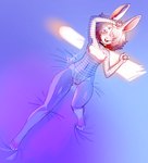 anthro blush bodily_fluids breasts clothing cum cum_inside female fishnet_clothing genital_fluids lying on_back open_mouth smile solo vaginal_fluids imabunbun louffay lagomorph leporid mammal rabbit hi_res