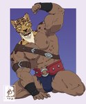 anthro blep bulge male muscular nipples solo tongue tongue_out mr.brapion guin_saga guin felid leopard mammal pantherine absurd_res hi_res