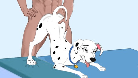 ambiguous_penetration ass_up balls bed bestiality blue_background collar doggystyle duo erection female female_feral female_on_human female_penetrated feral feral_penetrated from_behind_position furniture genitals human_on_feral human_penetrating human_penetrating_female human_penetrating_feral humanoid_genitalia humanoid_penis interspecies light-skinned_male light_body light_skin male male/female male_on_feral male_penetrating male_penetrating_female male_penetrating_feral muscular muscular_male obscured_penetration on_bed penetration penile penile_penetration penis sex simple_background tail teeth tongue tongue_out waist_grab cookie_hunter 101_dalmatians disney perdita canid canine canis dalmatian domestic_dog human mammal 16:9 2d_animation animated hi_res motion_tweening widescreen