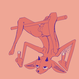 anthro chest_stand double_middle_finger emotionless flexible gesture hand_gesture horn male middle_finger scorpion_(position) solo milkalotl liam_(milkalotl) hybrid mammal 1:1 absurd_res hi_res sketch