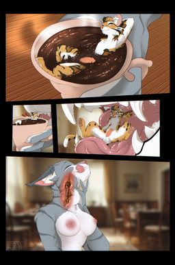 anthro balls breasts claws container cup drinking dual female fur genitals hair happy licking licking_lips male nipples on_tongue penis pink_nose presenting presenting_balls presenting_penis smile spread_legs spreading tail teeth tongue tongue_out vore x-ray_view shyryp microsoft the_elder_scrolls ma'ara thesa domestic_cat felid feline felis khajiit leopardus mammal ocelot pantherine absurd_res comic digital_media_(artwork) hi_res