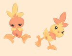 animal_genitalia beak chibi cloaca duo eyelashes female feral genitals presenting presenting_pussy pussy simple_background tan_background conditional_dnp labbit_(artist) nintendo pokemon avian generation_3_pokemon pokemon_(species) shiny_pokemon torchic hi_res warm_colors