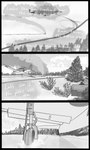 aircraft airplane building cloud dialogue field landing landing_gear plant road roundel rubble shrub snow tree vehicle zero_pictured boganafoganasee_(artist) gaijin_entertainment messerschmitt war_thunder yokosuka_d4y 3:5 absurd_res hi_res monochrome