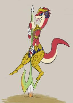 4_fingers accessory anthro arm_wraps armlet armor bedroom_eyes bent_arm bent_leg biped blue_eyes breasts clothed clothed_anthro clothed_female clothing cracks dancing digitigrade ear_piercing ear_ring egyptian egyptian_clothing egyptian_headdress eye_markings eyelashes female female_anthro fingers fully_clothed fully_clothed_anthro fully_clothed_female glistening glistening_eyes headgear headwear holding_melee_weapon holding_object holding_polearm holding_spear holding_weapon legwear long_neck looking_at_viewer markings melee_weapon midriff narrowed_eyes nemes_(clothing) non-mammal_breasts open_mouth open_smile piercing pink_tongue pole pole_dancing polearm pupils red_body red_skin red_tail ring_piercing seductive shirt side_view simple_background small_breasts smile solo spear standing standing_on_object tail tan_background tan_body tan_skin tan_tail tank_top tapering_tail thick_tail tongue tongue_out topwear two_tone_tail usekh waist_accessory weapon weapon_on_ground white_sclera wraps lizardanon ever_oasis nintendo miura drauk scalie 2023 digital_media_(artwork) flat_colors full-length_portrait hi_res portrait