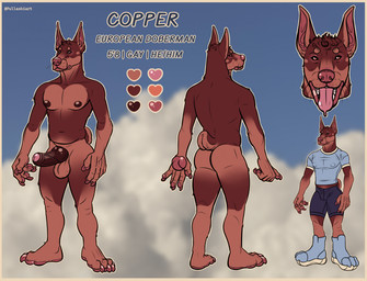 anthro brown_body brown_fur darkened_genitalia darkened_penis fur genitals humanoid_genitalia humanoid_penis hybrid_genitalia hybrid_penis inverted_nipples knot knotted_humanoid_penis knotted_penis male nipples penis solo pullaskiart canid canine canis dobermann domestic_dog mammal pinscher hi_res model_sheet