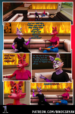 accessory anthro clothed clothing crossgender dialogue duo ear_piercing female fingers fire fireplace ftm_crossgender gradient_background green_hair hair headband machine male male/female mtf_crossgender open_mouth piercing simple_background text binocszoomx10 disembowell_(modeler) red-eye_(modeler) five_nights_at_freddy's five_nights_at_freddy's:_security_breach scottgames steel_wool_studios fan_character fanmade_glamrock_foxy_(fnaf) glamrock_foxy_(fnaf) roxanne_wolf animatronic canid canine fox mammal robot 3d_(artwork) comic digital_media_(artwork) english_text hi_res url