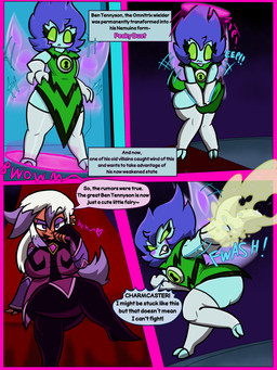 big_butt blue_body blue_hair blue_skin butt clothed clothing dress ear_piercing eyelashes fully_clothed gloves green_eyes hair handwear holding_down_dress jewelry legwear no_underwear omnitrix piercing purple_hair stirrup_legwear text thick_eyelashes thick_thighs thigh_highs tights white_hair wings chibitay ben_10 cartoon_network charmcaster pesky_dust alien fairy human mammal nemuina 3:4 absurd_res comic english_text hi_res