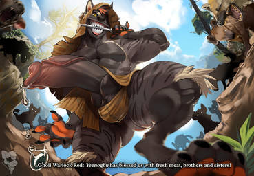 ambiguous_gender animal_genitalia animal_penis anthro balls_in_underwear big_penis blush bodily_fluids body_blush canine_genitalia canine_penis dagger dagger_in_mouth day dialogue dripping erection feral fur genital_fluids genitals grey_body grey_fur grin group hood huge_penis humanoid_genitalia humanoid_penis hybrid_genitalia hybrid_penis knot knotted_humanoid_penis knotted_penis low-angle_view male male_focus melee_weapon muscular muscular_anthro muscular_male outside penis penis_blush precum precum_drip sharp_teeth sheath sheathed_humanoid_penis silhouette sky smile solo_focus teeth text vein veiny_penis weapon sindenbock baldur's_gate baldur's_gate_3 larian_studios gnoll gnoll_(baldur's_gate) hyena mammal absurd_res character_request digital_media_(artwork) english_text hi_res