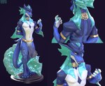 anthro bottomwear clothing fin hand_tattoo jewelry loincloth male shark_tail solo tail ecrivl mythology kai_(kaislair) aquatic_dragon dragon marine masked_dragon mythological_creature mythological_scalie scalie 3d_(artwork) digital_media_(artwork) hi_res