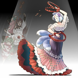 1_horn 3_tails bear_trap black_clothing black_dress blue_ears blue_hair blue_tail bottomwear brown_hair clothed clothed_female clothed_humanoid clothing dancing dipstick_tail dress eyes_closed female green_eyes green_hair group hair hat headgear headwear horn markings multi_tail multicolored_bottomwear multicolored_clothing multicolored_dress multicolored_hair multicolored_shirt multicolored_shorts multicolored_topwear pink_clothing pink_dress purple_clothing purple_dress red_bottomwear red_clothing red_dress red_shirt red_shorts red_topwear shirt short_hair shorts solo_focus tail tail_markings tokin_hat topwear trap_(contrivance) white_bottomwear white_clothing white_dress white_hair white_shirt white_shorts white_tail_tip white_topwear yudepii asian_mythology east_asian_mythology japanese_mythology mythology touhou aunn_komano enoko_mitsugashira kagerou_imaizumi kyouko_kasodani momiji_inubashiri animal_humanoid canid canid_humanoid canine canine_humanoid foo_dog horned_humanoid humanoid komainu mammal mammal_humanoid wolf_humanoid yokai 1:1 2023 hi_res