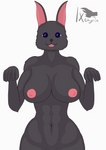 abs anthro areola big_breasts bouncing_breasts breasts female front_view hopping huge_breasts navel nipples nude smile smiling_at_viewer solo upper_body ixthyria bonnie_(ixthyria) lagomorph leporid mammal rabbit animated hi_res short_playtime