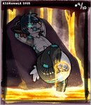 big_diaper blue_eyes diaper diapersuit glowing glowing_eyes hell lava leaning leaning_backward looking_at_viewer male raised_leg seductive smile solo r3drunner animate_inanimate canid canine diaper_creature mammal