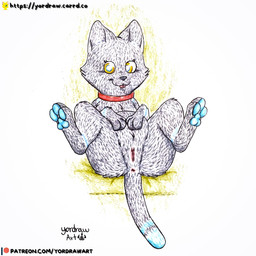 3_toes anus belly black_nose blue_pawpads butt collar feet female feral foot_fetish genitals legs_up patreon_logo patreon_username pawpads paws pink_vulva presenting presenting_vulva sitting solo spread_legs spreading text toes tongue tongue_out vulva yordraw hi-fi_rush microsoft patreon tango_gameworks 808_(hi-fi_rush) domestic_cat felid feline felis mammal 1:1 hi_res traditional_media_(artwork) url