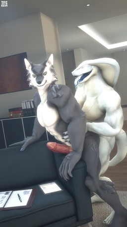 5_fingers abs anal anal_penetration anthro anthro_on_anthro anthro_penetrated anthro_penetrating anthro_penetrating_anthro detailed_background duo erection fangs feet fingers fur furniture genitals humanoid_genitalia humanoid_penis long_tongue male male/male male_penetrated male_penetrating male_penetrating_male muscular muscular_male nude office open_mouth pecs pen penetration penis scales sex standing standing_sex tablet teeth toes tongue tongue_out vein veiny_penis tfc0234 canid canine canis mammal reptile scalie snake wolf 2020 3d_(artwork) 9:16 digital_media_(artwork) hi_res source_filmmaker_(artwork)