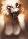 anthro areola black_lips breasts female lips nipples nude open_mouth red_eyes teeth tongue whiskers safiru felid feline mammal 2022 digital_media_(artwork) hi_res