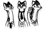 accessory anthro clothed clothing headband male necktie simple_background solo white_background inkyfrog disney zootopia adam_(inkyfrog) fan_character linsang mammal viverrid 2017 greyscale monochrome