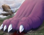 angry anthro bodily_fluids claws crush feet foot_fetish foot_focus gore macro male pawpads paws powerful sirporygon size_difference stomping castle027 vix_archaser canid canine deity fox mammal