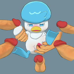beak bestiality blue_eyes blush bodily_fluids disembodied_penis feathers feet female female_focus feral front_view genital_fluids genitals grey_background group half-closed_eyes head_tuft holding_partner human_on_feral humanoid_genitalia humanoid_penis imminent_gangbang imminent_sex interspecies larger_male looking_down looking_down_at_genitalia male male/female membrane_(anatomy) narrowed_eyes one_leg_up open_mouth penis pokephilia raised_leg simple_background size_difference smaller_female spread_vulva spreading surrounded_by_penises toes tuft vaginal_fluids vulva webbed_feet white_body white_feathers young young_female beageiso nintendo pokemon generation_9_pokemon human mammal pokemon_(species) quaxly 1:1 digital_drawing_(artwork) digital_media_(artwork) hi_res