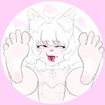 ahegao anthro bodily_fluids feet felid feline female hi_res legs_up looking_pleasured mammal open_mouth pocketpuppy13 saliva solo tongue tongue_out