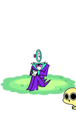 :3 ambiguous_gender big_ears big_eyes bottomwear bow_tie clock clothing coat_tails duo feral floppy_ears for_a_head fur grass humor male pants paws plant purple_clothing purple_suit quadruped simple_background sitting sitting_on_ground speech_bubble suit tail text white_background yellow_body yellow_fur kyrakupetsky chikn_nuggit bezel_(chikn_nuggit) chikn_nuggit_(chikn_nuggit) canid canine canis domestic_dog humanoid mammal object_head 2023 2d_animation 9:16 animated digital_media_(artwork) english_text hi_res short_playtime sound video male_(lore)