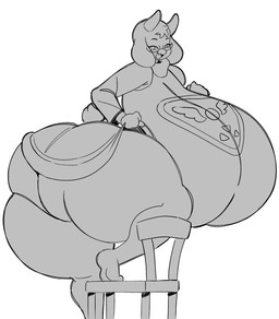 anthro big_breasts big_butt blush breasts butt chair clothed clothing eyewear female furniture glasses horn huge_breasts huge_butt huge_hips huge_thighs hyper hyper_breasts hyper_butt hyper_hips hyper_thighs looking_at_viewer on_chair robe_lift solo standing_on_chair standing_on_object tail thick_thighs wide_hips angstrom undertale_(series) toriel boss_monster_(undertale) 2025 digital_media_(artwork) hi_res monochrome sketch