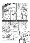 apple barn black_and_white bucket comic container cutie_mark dialogue english_text equid equine feathered_wings feathers female fence feral food freckles friendship_is_magic fruit hasbro hi_res mammal money monochrome my_little_pony mythological_creature mythological_equine mythology pegasus plant quadruped rainbow_dash_(mlp) rhk simple_background tail text white_background wings